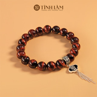 TINH LÂM Vòng Tay Phong Thủy Đá Mắt Hổ Đỏ 8 Li