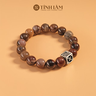 TINH LÂM Vòng Tay Phong Thủy Đá Gỗ Hóa Thạch 10 Li