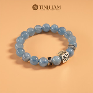 TINH LÂM Vòng Tay Phong Thủy Đá Aquamarine 10 Li