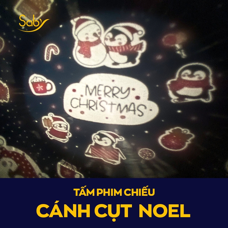 Tấm phim chiếu Merry Christmas, quà tặng giáng sinh noel hình chiếu cho đèn chiếu sao Saby Dreamz và Saby Stories