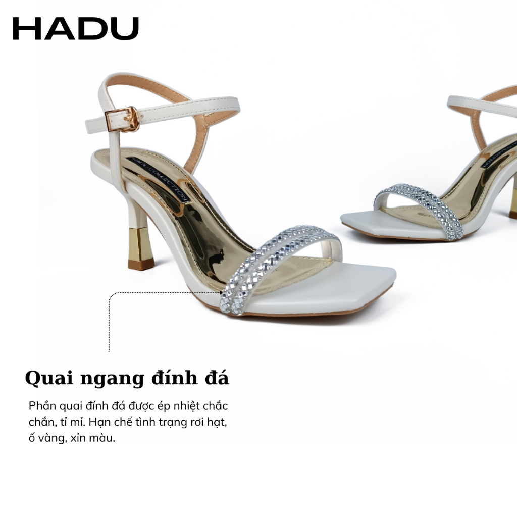 Combo HADU Younger Sandal Cao Gót 7P Đính Đá M7120 và Dép Bệt Nữ K114D Hàng Cao Cấp Bảo Hành 24T