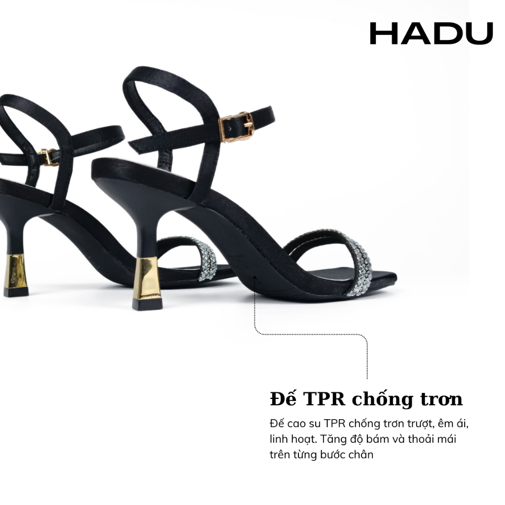 Combo HADU Younger Sandal Cao Gót 7P Đính Đá M7120 và Dép Bệt Nữ K114D Hàng Cao Cấp Bảo Hành 24T