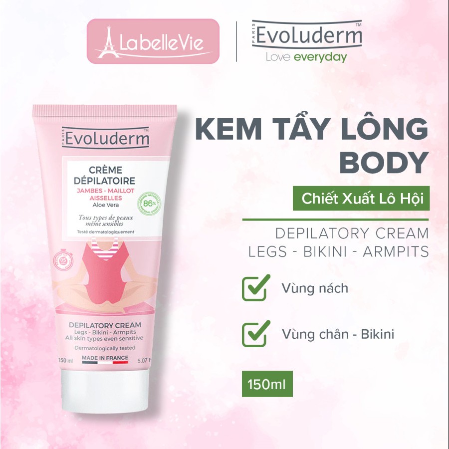 Kem tẩy lông toàn thân Evoluderm Crème Dépilatoire Jambes - Maillot -Aisselles 150ml