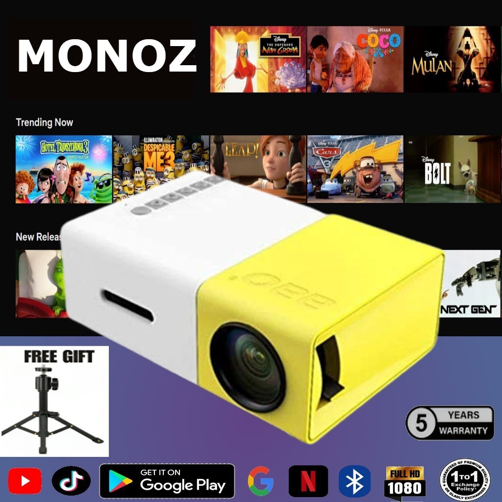 (Monoz)Máy chiếu Y300 Màn hình máy chiếu mini cầm tay HD 1080P LED Home Âm thanh 3,5mm HDMI