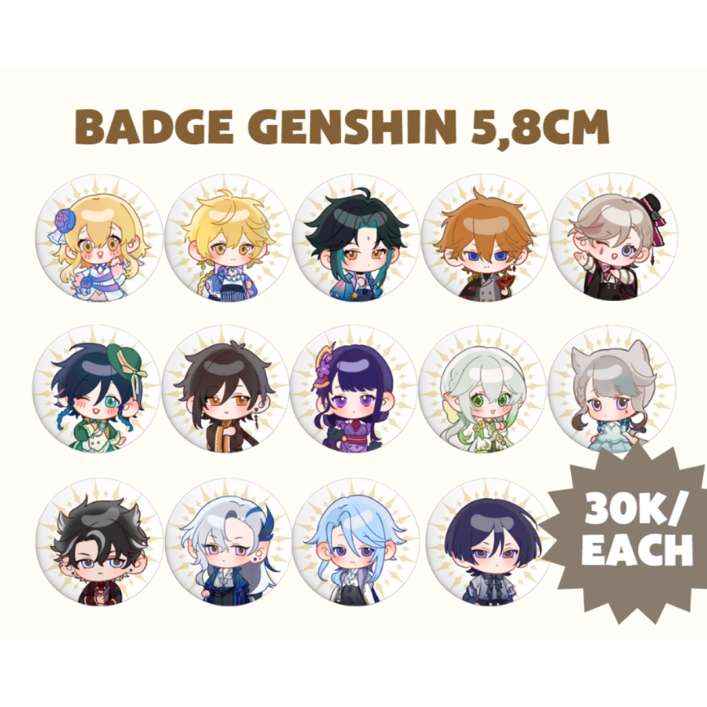 Huy hiệu/Badge Teyvat prom Genshin Impact chibi tròn