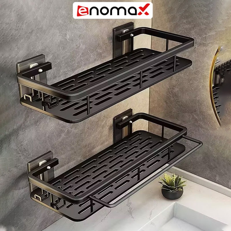 Kệ nhà tắm dùng miếng dán Enomax để mỹ phẩm, xà phòng, để đồ gọn gàng và sạch sẽ. Chất liệu nhôm hàng không (Eno 0145)