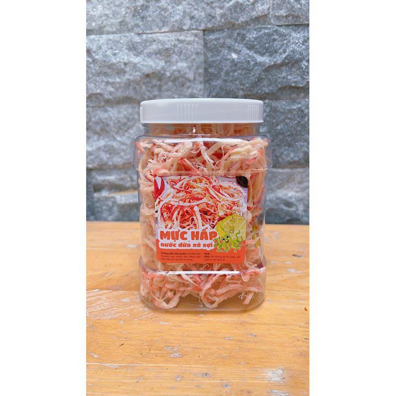 Mực Sợi Hấp Dừa, Mực Thái Xé Sợi Loại Ngon - Hộp 500GR - Đồ Ăn Vặt TOPSHOP Sài gòn