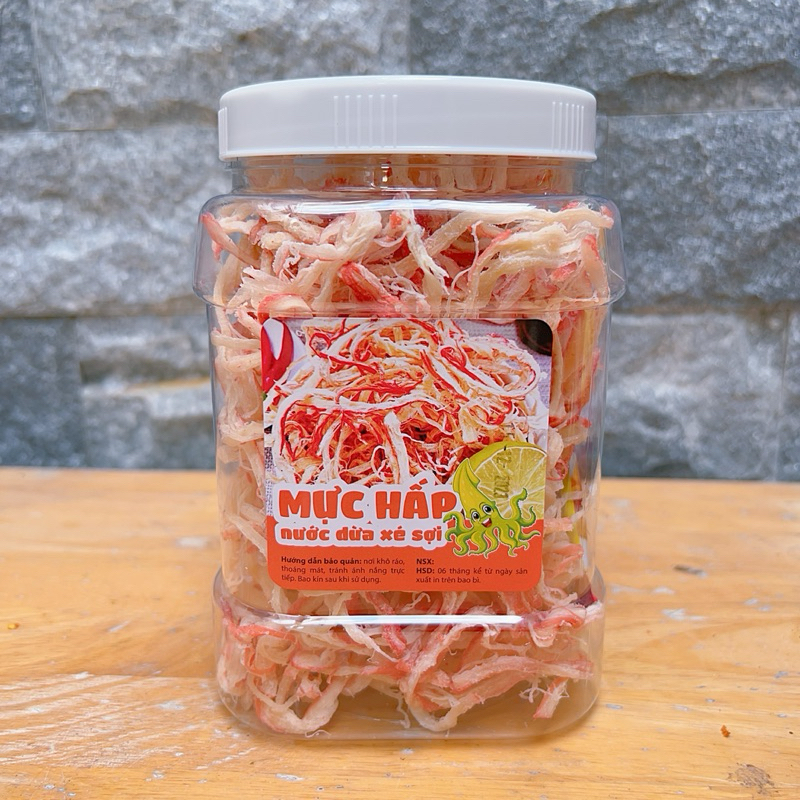 Mực Sợi Hấp Dừa, Mực Thái Xé Sợi Loại Ngon - Hộp 500GR - Đồ Ăn Vặt TOPSHOP Sài gòn