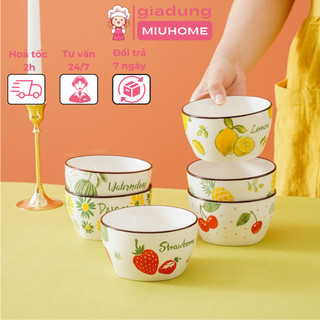 Chén sứ ăn cơm, bát chén gốm sứ ăn chè ăn mì ăn cơm in hình trái cây chịu nhiệt tốt - Miu Home