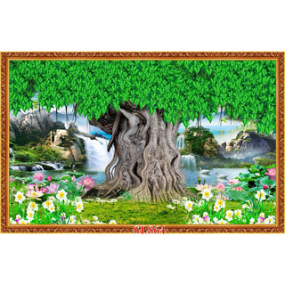 Tranh dán tường 3d cây bồ đề SL864 - tranh dán bàn thờ Phật - Tranh phật