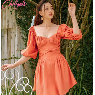 Váy tay bồng xòe Chillgals thắt eo dáng chữ A tôn dáng VA-054