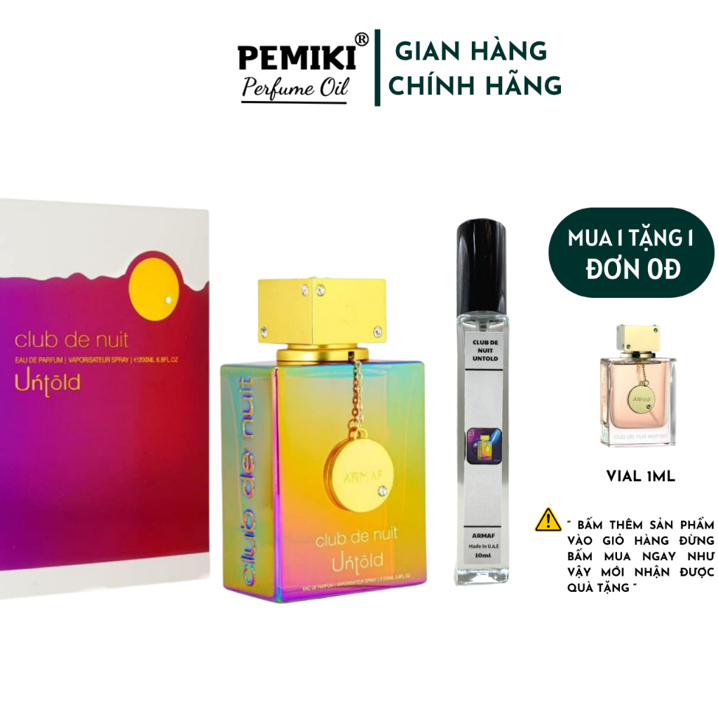 Nước hoa Unisex Armaf Club De Nuit Untold 10ml EDP ngọt ngào sang trọng - PEMIKI Store