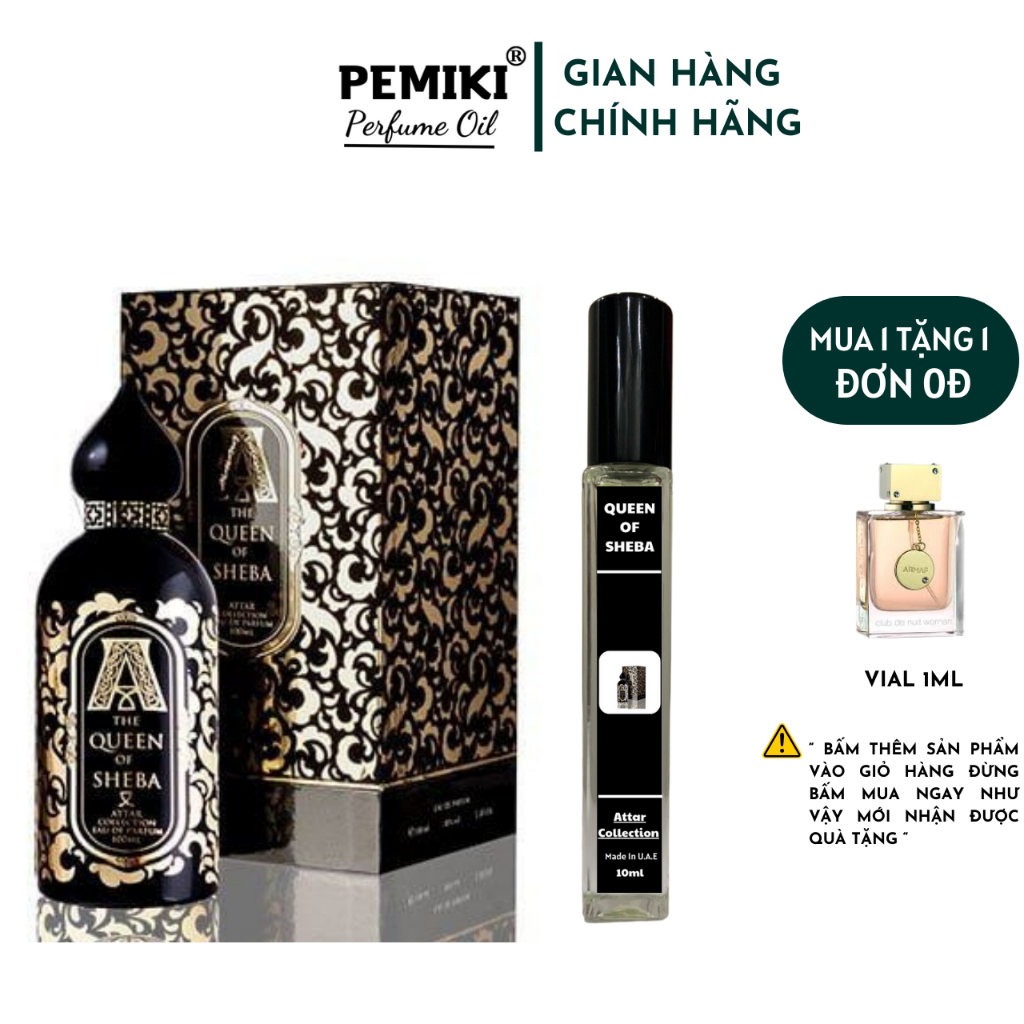 Nước hoa nội địa dubai The Queen Of Sheba 10ml quyến rũ lôi cuốn - PEMIKI Store