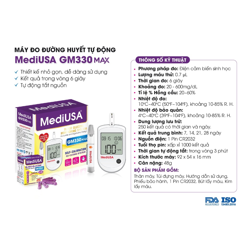 Máy Đường Huyết MediUSA GM330Max