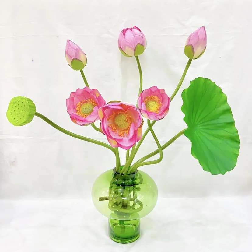 Hoa Giả-Hoa sen giả - BÔNG SEN QUAN ÂM chất liệu bằng lụa đẹp cao cấp - hàng loại 1