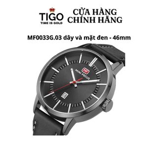 Đồng Hồ Nam MINI FOCUS MF0033G.03 Dây Da Đen Mặt Đen Thép Không Gỉ Mặt Tròn 46mm