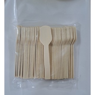 Muỗng gỗ dẹp 10cm - gỗ  (50 cái/1 bịch)