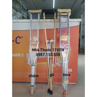 [ HỎA TỐC HCM] Nạng gỗ, Nạng inox, Nạng Nhôm  - Nạng Chống nách bằng Gỗ  Có Đệm - Nút Cao Su Chống Trượt