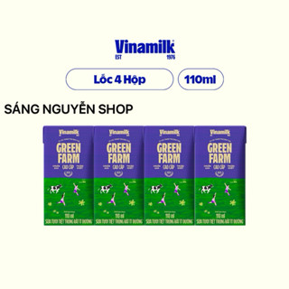 Lốc ( 4 hộp x 110ml) Sữa GREEN FARM Sữa tươi Vinamilk có đường / Rất ít đường
