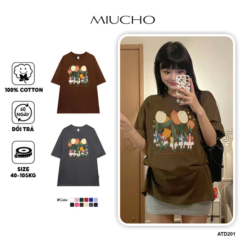 Áo thun nữ form rộng ATD201 Miucho chất vải cotton in Artwork