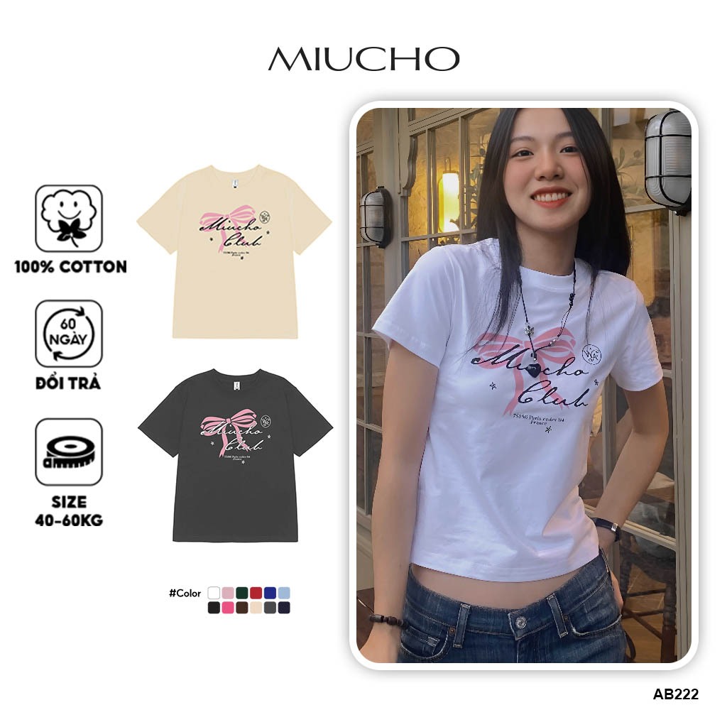 Áo thun baby tee AB222 Miucho vải cotton in Graphic
