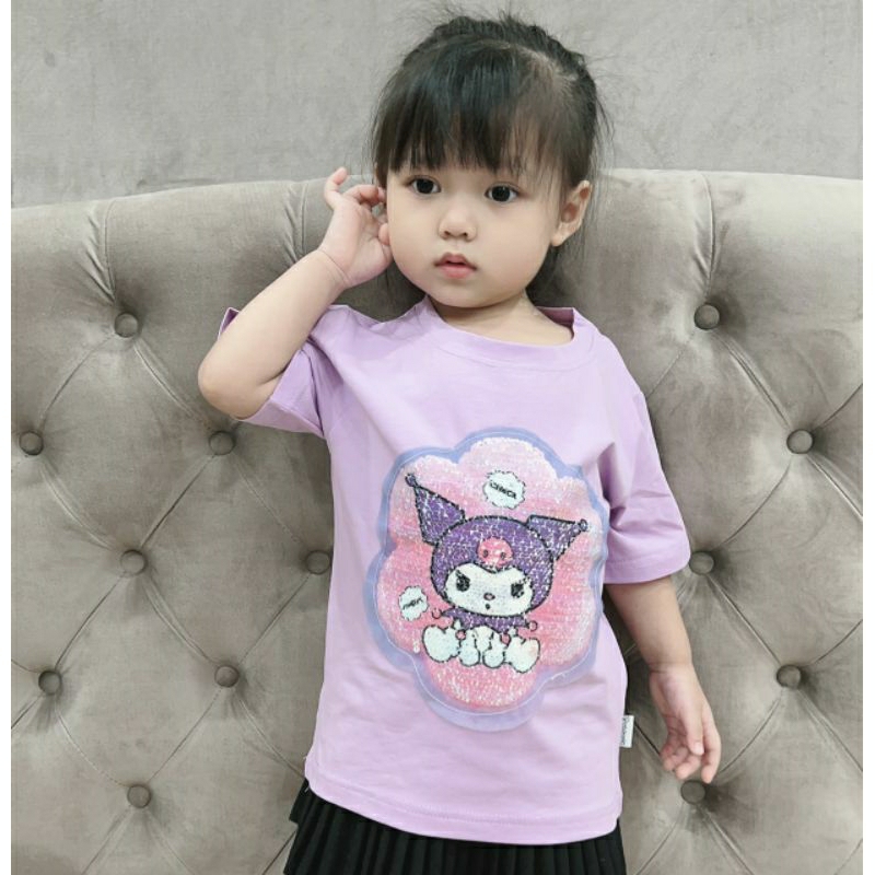 Áo phông vuốt kim sa thay đổi mầu sắc KOROMI vuốt nhẹ đổi hình, áo thun cho bé mền nhẹ thoáng khí dành cho bé 2-10t