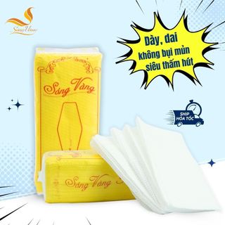 Giấy lau tay cao cấp SÓNG VÀNG dày và dai, không bị mủn, thấm hút tốt 100 tờ, giấy lau mực xăm