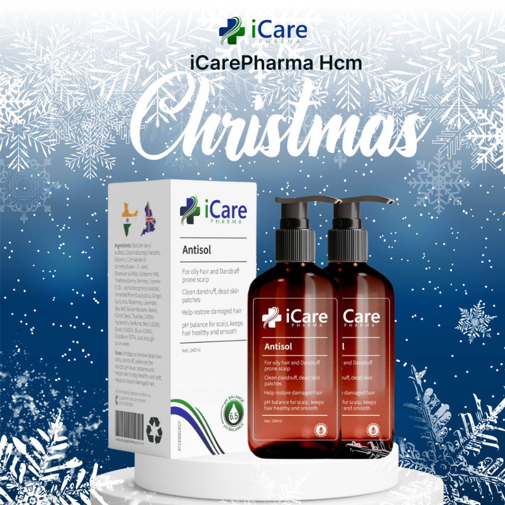Combo 2 Chai Dầu Gội Sạch Gàu Ngứa Da Đầu Antisol - Thương Hiệu iCare Pharma - Chiết Xuất Dược Liệu