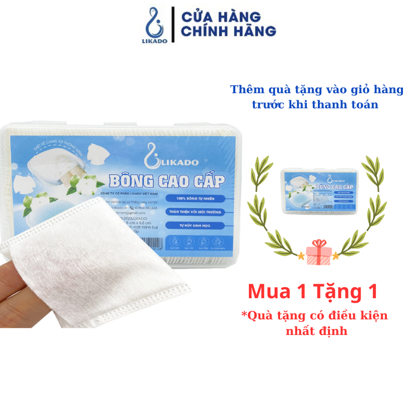 Bông tẩy trang cao cấp Likado kích thước (5.5*6.5cm) chất liệu 100% Cotton tự nhiên