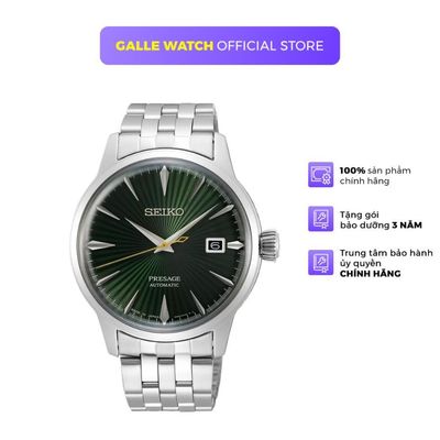 Đồng hồ cơ nam Seiko SRPE15J1 kính Hardlex cao cấp, phong cách thanh lịch, dây thép đeo tay cao cấp chính hãng
