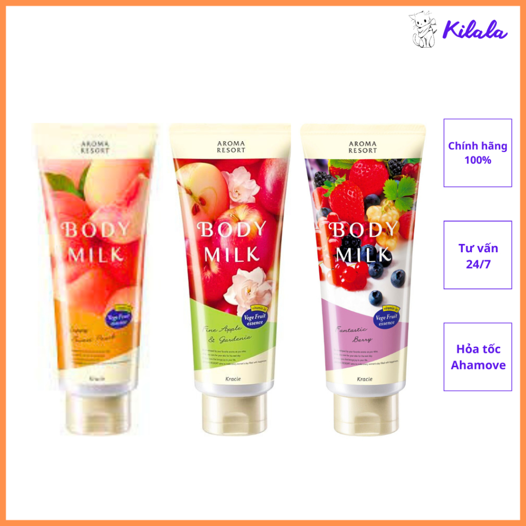 (Order hàng nội địa Nhật) Sữa dưỡng thể Aroma Resort Kracie Body Milk 200g Nhật Bản
