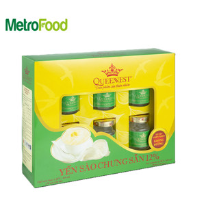 YẾN SÀO QUEENNEST 12% - KHÔNG ĐƯỜNG (HỘP 6 HŨ)