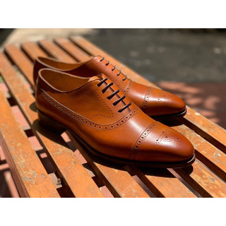 Giày Oxford - Kiểu Balmoral - Phom D - Da bê Ý - Đế khâu Blake