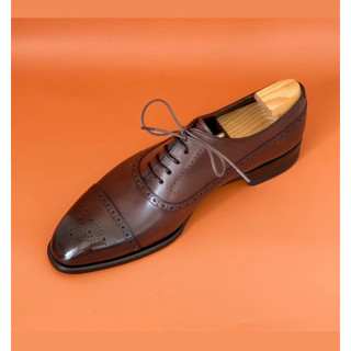 Giày Oxford - Kiểu Balmoral - Phom D - Da bê Ý - Đế khâu Blake
