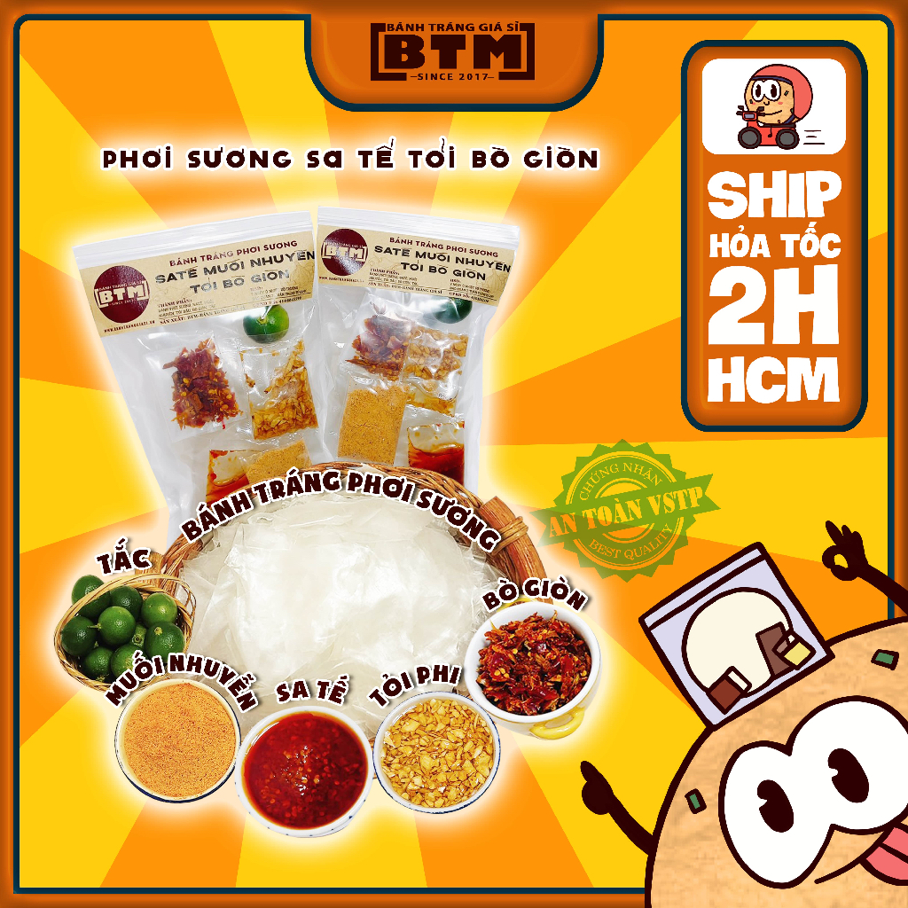 BTPS Sa Tế Tép Hành / Satế 8 vị tóp mỡ/ Satế 7 vị Bò Gà ĐỘC QUYỀN/ Chấm sate tép bơ Ăn Là Ghiền - Bánh Tráng BTM