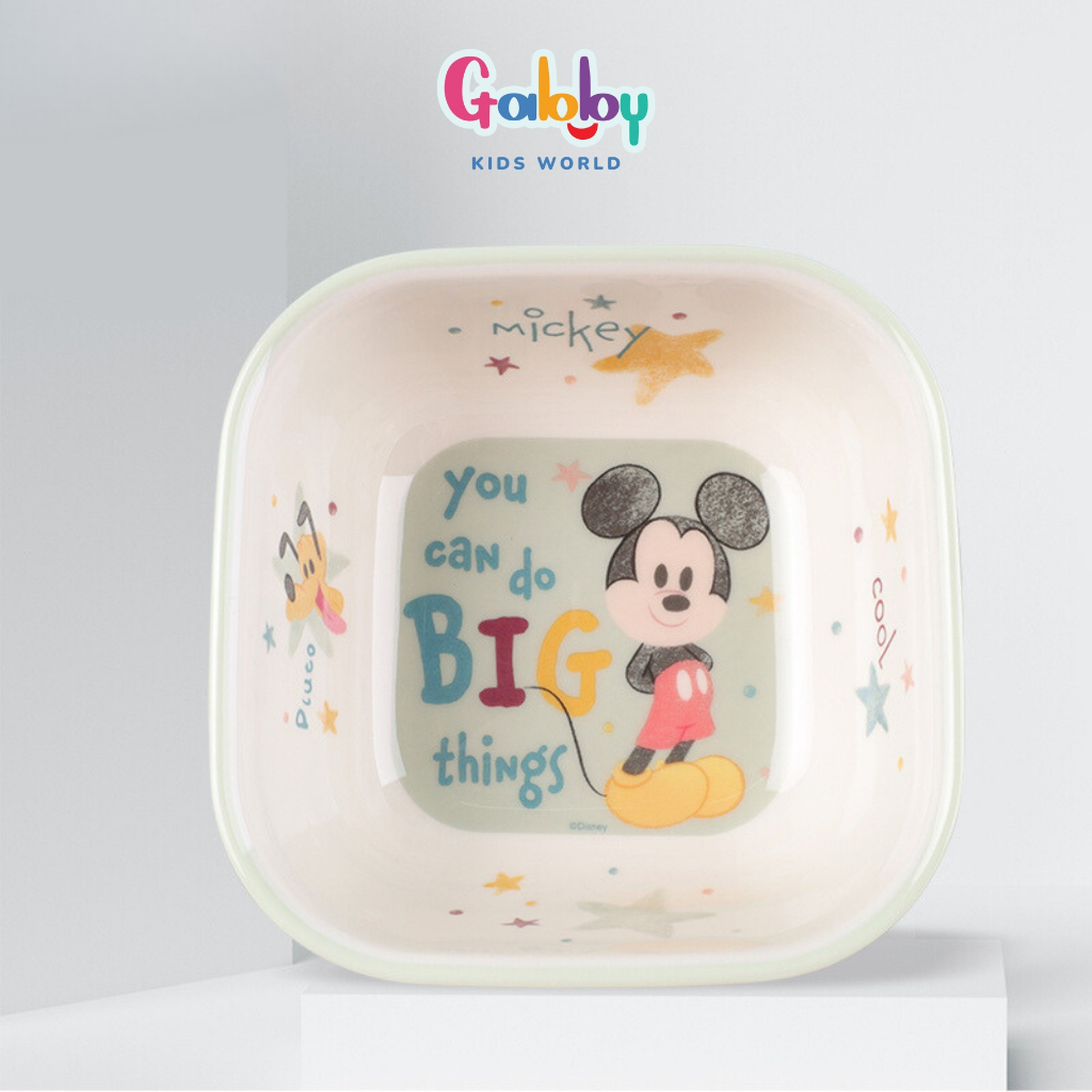 Tô Nhựa Melamine Vuông Nhân Vật Disney Đáng Yêu Cho Bé (Mickey/Donald/Dumble/Ariel/Snowwhite)