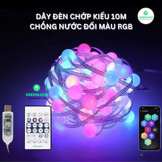 Dây đèn chớp kiểu 10m 5V có remote, chỉnh app ĐT cảm biến nhạc có chống nước, đèn nháy trang trí Noel Tết 2024