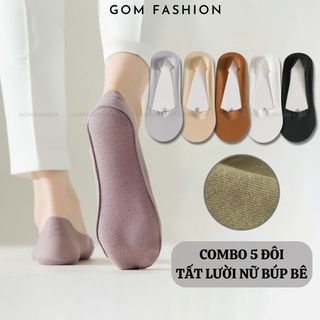 Combo 5 đôi tất vớ lười nữ đi giày búp bê GOMTAT, chất liệu cotton mềm mại thấm hút, thoáng khí  -TATLUA-UYE-7002-CB5