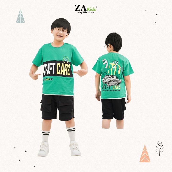 Bộ Quần Áo Thun Cotton Tay Ngắn Bé Trai ZAKids ZA22043TN. Size bé 2-10 Tuổi