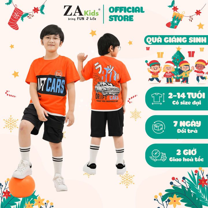 Bộ Quần Áo Thun Cotton Tay Ngắn Bé Trai ZAKids ZA22043TN. Size bé 2-10 Tuổi