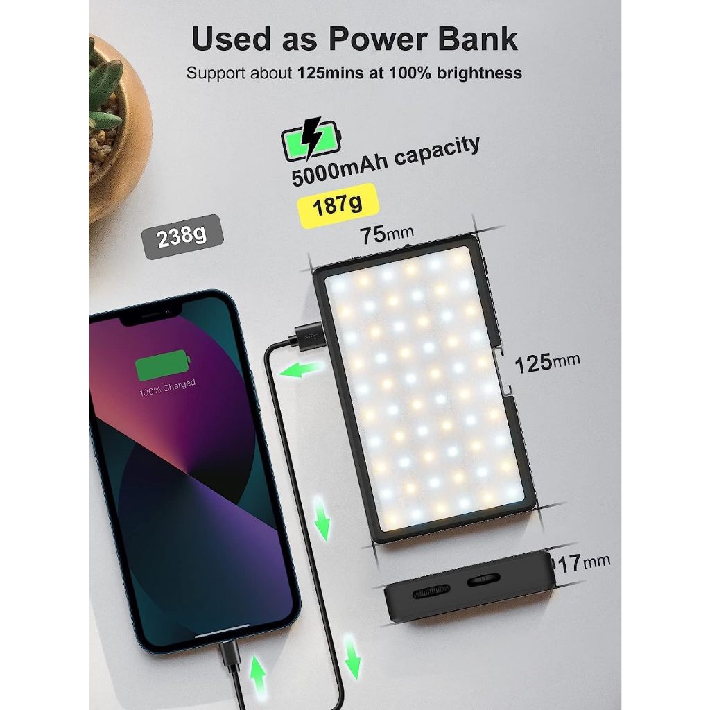 COLBOR PL8R RGB Led Video Light  - Đèn Led Quay Phim Đổi Màu RGB Tích Hợp Pin Sạc 5000mAh - Hàng Chính Hãng