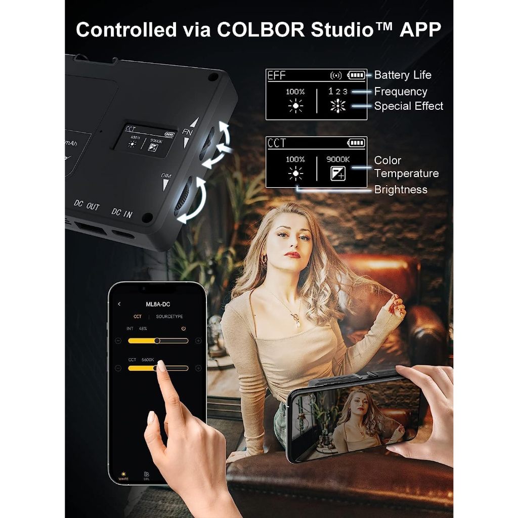 COLBOR PL8R RGB Led Video Light  - Đèn Led Quay Phim Đổi Màu RGB Tích Hợp Pin Sạc 5000mAh - Hàng Chính Hãng