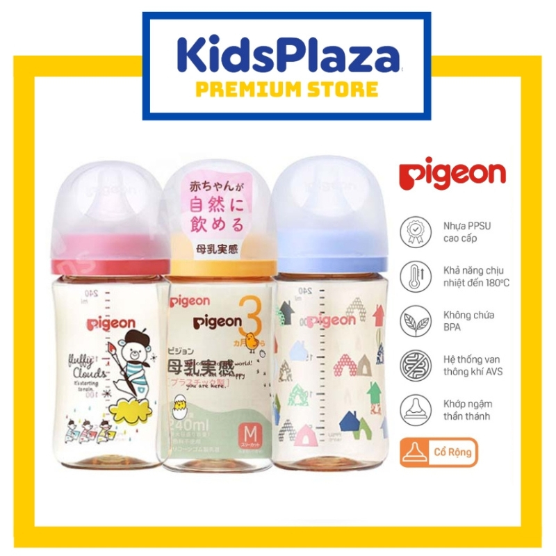 Bình Sữa Pigeon Nội Địa Nhật Thế Hệ 3 Mới 💖 ĐỦ SIZE 160ml/240ml