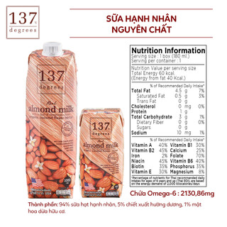 Sữa Siêu Hạt Nguyên Chất 137 Degrees 180ML (Lốc 3 Hộp)