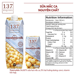 Sữa Siêu Hạt Nguyên Chất 137 Degrees 180ML (Lốc 3 Hộp)