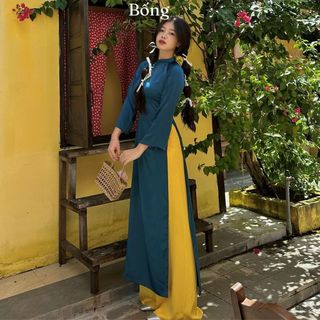 Áo dài trơn cách tân dáng xuông lụa cap cấp kèm quần