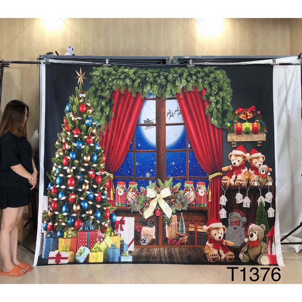 Thảm vải chụp ảnh / Thảm vải treo tường / Tranh vải decor chủ đề giáng sinh/ Noel (mã T1376)