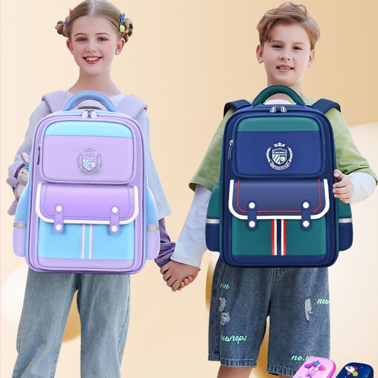 Balo Chống Gù Cho Bé Trai Gái Siêu Nhẹ Chống Nước, Ba lô cấp 1, Cặp Sách Học Sinh Tiểu Học, Tặng Kèm Thú Bông Và Sticker