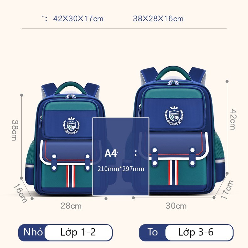 Balo Chống Gù Cho Bé Trai Gái Siêu Nhẹ Chống Nước, Ba lô cấp 1, Cặp Sách Học Sinh Tiểu Học, Tặng Kèm Thú Bông Và Sticker