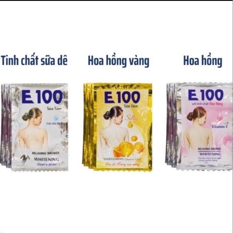 Sữa tắm trắng da E100 dây 12 gói